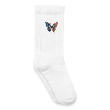 Colorful Color Butterfly - Kids Tennis Socks - white - Right