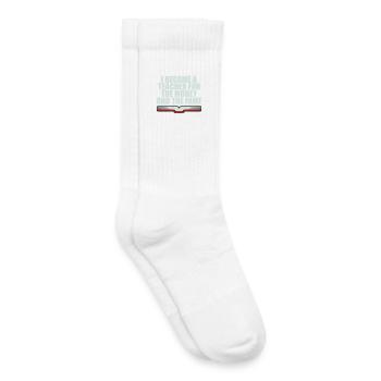 I Became Teacher for the Money and Fame Witz Logo - Kinder Tennissocken - Weiß - Rechts