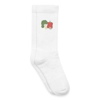 Vegetable Trio Broccoli Pepper Mushroom - Kids Tennis Socks - white - Right