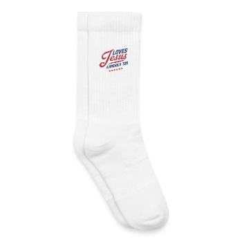 J’aime aussi Jésus et l’Amérique - Chaussettes de tennis bio enfant - blanc - Droite