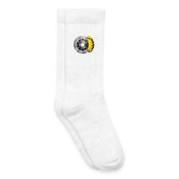 Perforated Brake Disc and Yellow Caliper - Kids Tennis Socks - white - Right
