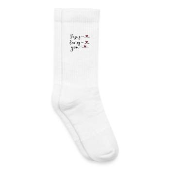 Jesus liebt dich süß Typografie mit Herz - Kinder Tennissocken - Weiß - Rechts