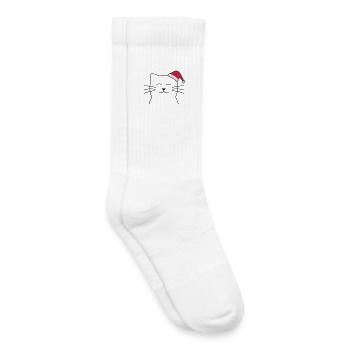 Chat Père Noël Père Noël cadeau de Noël - Chaussettes de tennis bio enfant - blanc - Droite