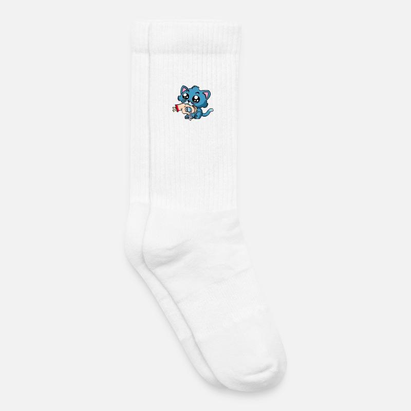 Hungriges Kätzchen - Kinder Tennissocken - Weiß