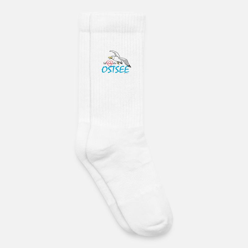 Möwe, Ich liebe die Ostsee - Kinder Tennissocken - Weiß