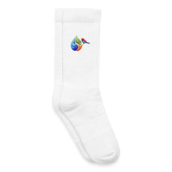 Geometric Hummingbird Over Color Sheet - Kids Tennis Socks - white - Right
