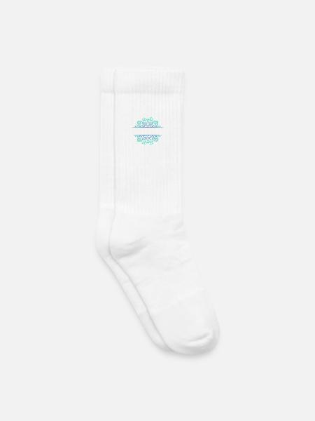 Mandala Cyan Green - Kids Tennis Socks - white