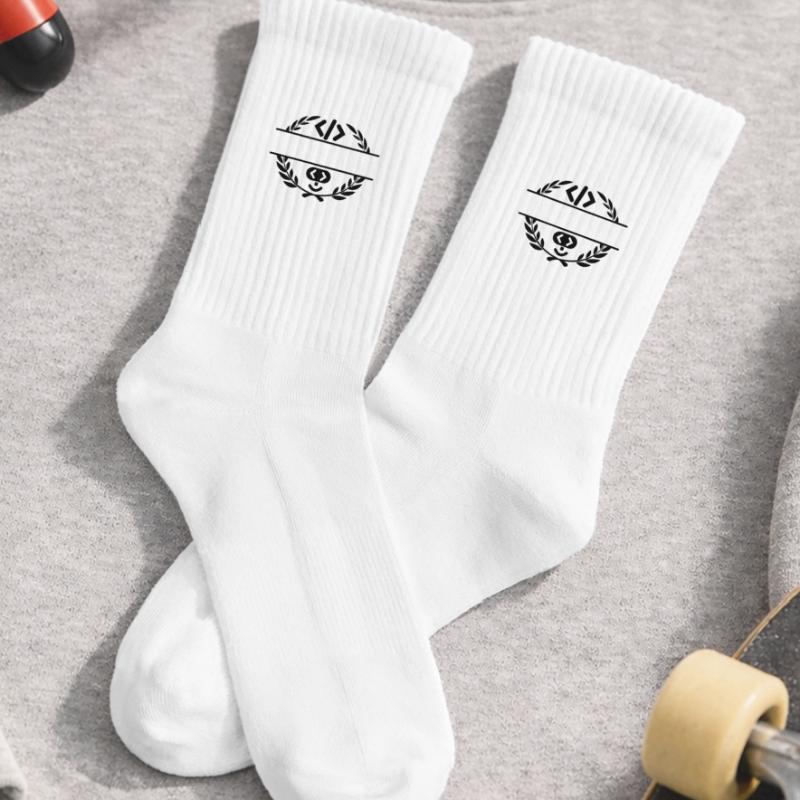 Code logo and code smiley in laurel wreath Kids Tennis Socks