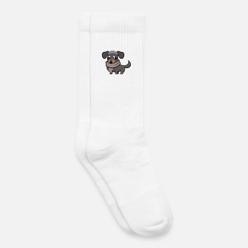 dackel grau - Kinder Tennissocken - Weiß