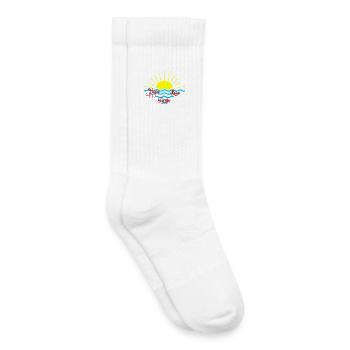 coucher de soleil mer foi espoir amour - Chaussettes de tennis bio enfant - blanc - Droite