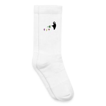Faucheuse arrosant le jardin de Skull Flowers - Chaussettes de tennis bio enfant - blanc - Droite