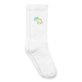 dinosaure triceratops arc-en-ciel - Chaussettes de tennis bio enfant - blanc - Droite