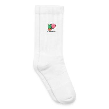 Süßer Kaktus umarmt liebevoll Helium Luftballon - Kinder Tennissocken - Weiß - Rechts