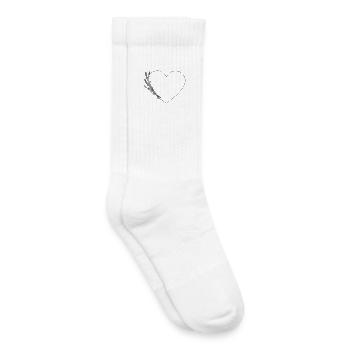 Line Art Coeur - Fleurs sauvages, Personnalisable - Chaussettes de tennis bio enfant - blanc - Droite