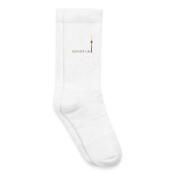 Funny Berlin TV Tower Silhouette Parody - Kids Tennis Socks - white - Right