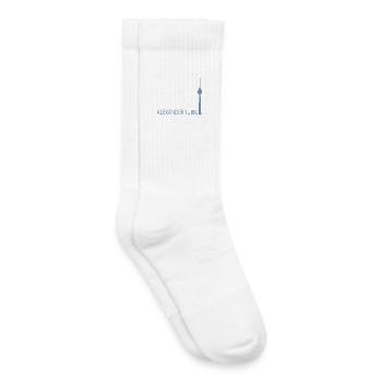 Minimalist silhouette of the Berlin TV Tower - Kids Tennis Socks - white - Right