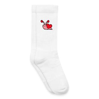 Snail Heart Snail Shell Cute Love Romantic - Kids Tennis Socks - white - Right