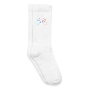 Manette de jeu néon - Motif de manette coloré - Chaussettes de tennis bio enfant - blanc - Droite
