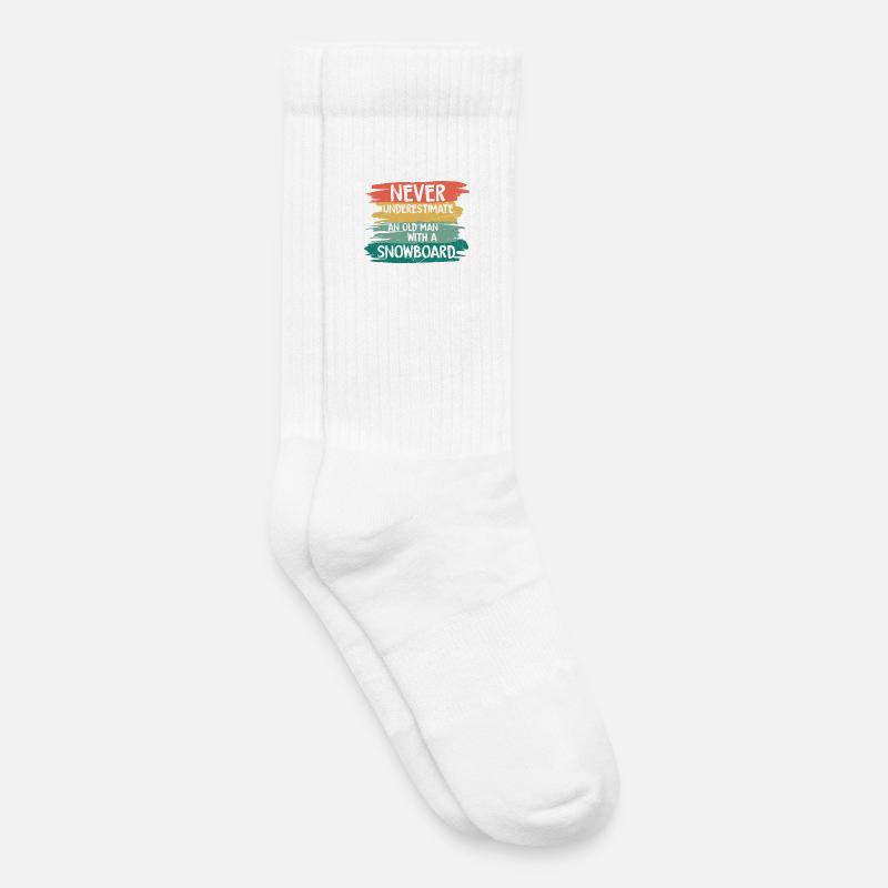 Never underestimate old snowboarder - Kids Tennis Socks - white