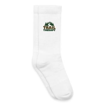 TRAIL THERAPY Saying Statement - Kids Tennis Socks - white - Right