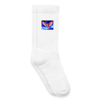 Bunter Uhu vor Sternenhimmel - Kinder Tennissocken - Weiß - Rechts