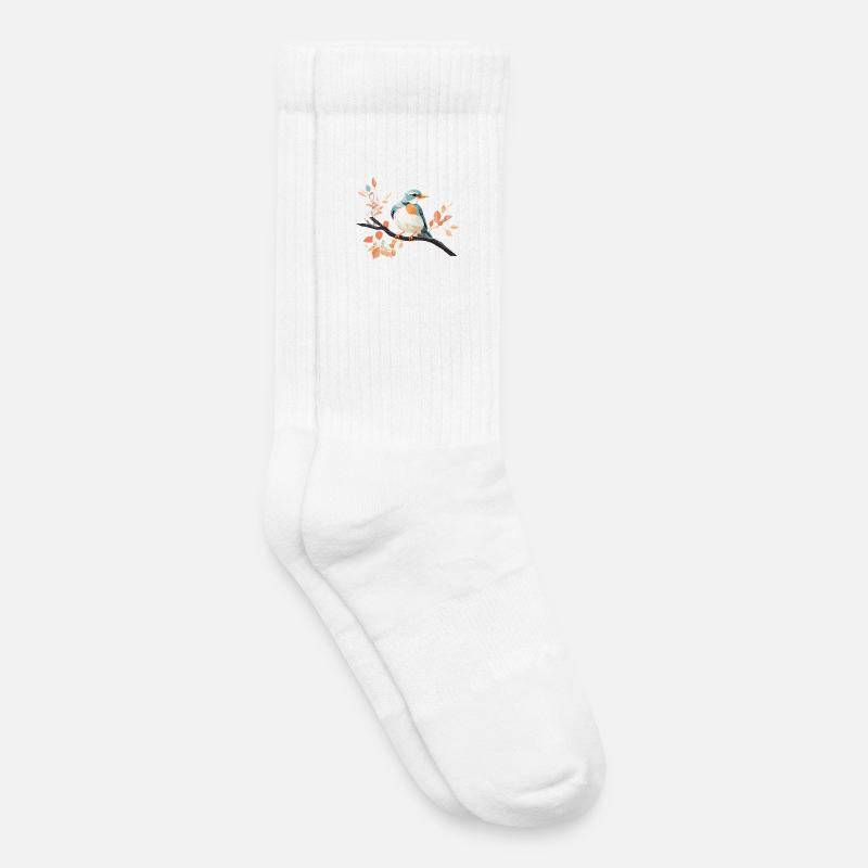 Königsfeder Eisvogel auf Ast - Kinder Tennissocken - Weiß