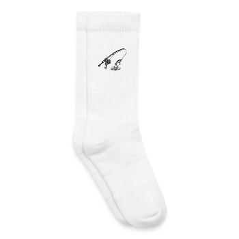 angeln fischen spinnrute petri heil logo - Kids Tennis Socks - white - Right