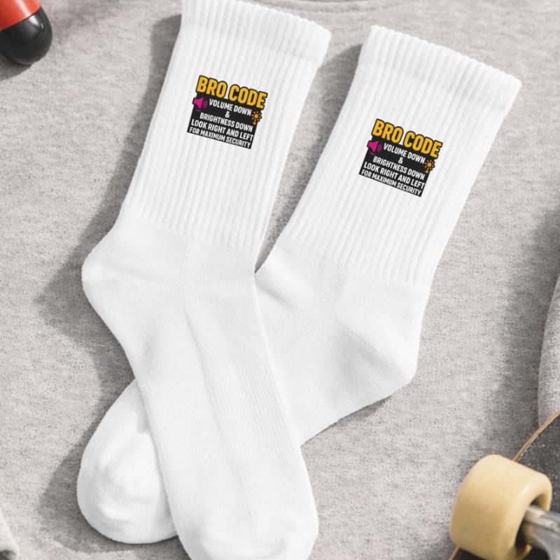 Bro Code Volume Down Look Right Left, Funny  Kids Tennis Socks