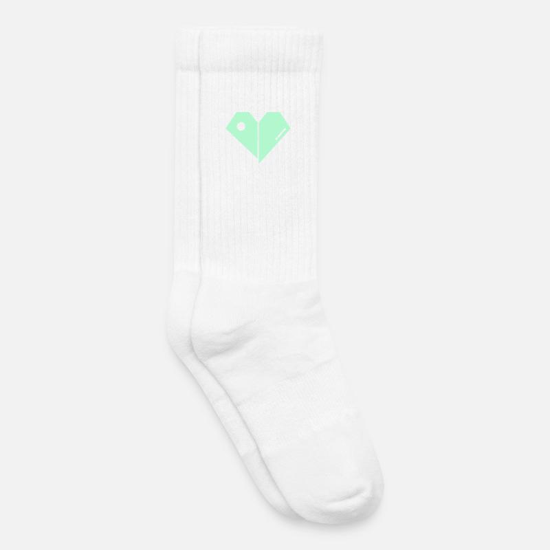 Mint Heart Split Minimalist - Kids Tennis Socks - white