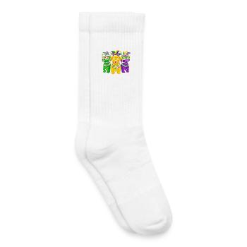 Carnival Canines: Mardi Gras Beaded Trio - Kids Tennis Socks - white - Right