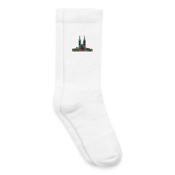 St. Gallen City Skyline Abbey Bibliothek Linienzeichnungen - Kinder Tennissocken - Weiß - Rechts