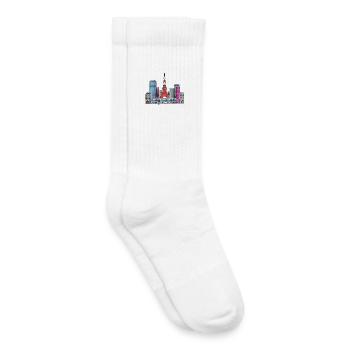 Tokyo City Skyline Tokyo Tower Retro-Abzeichenkunst - Kinder Tennissocken - Weiß - Rechts