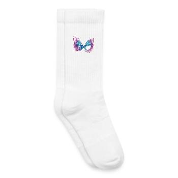 Katzenbrille mit frechem Schneeleoparden - Kinder Tennissocken - Weiß - Rechts