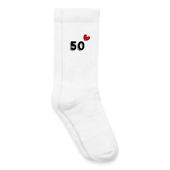 50. 50 ANS. 50e ANNIVERSAIRE. ANNIVERSAIRE 50 ANS. - Chaussettes de tennis bio enfant - blanc - Droite