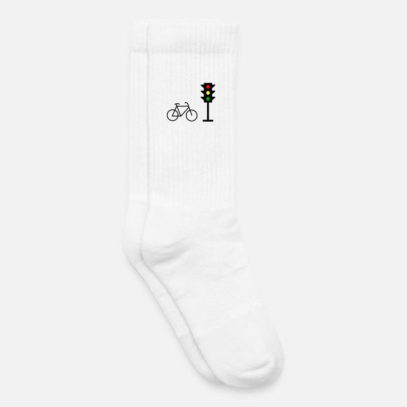 Empreinte de feu de circulation avec vélo - Chaussettes de tennis bio enfant - blanc