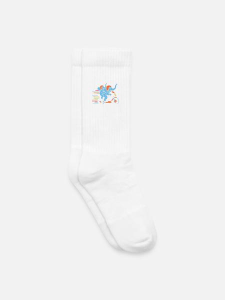 Elefanten Rennduo auf Motorrad - Kinder Tennissocken - Weiß