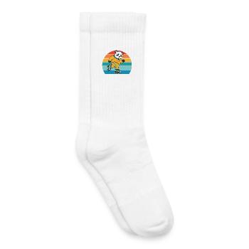 Retro Panda sur des patins à roulettes - Chaussettes de tennis bio enfant - blanc - Droite