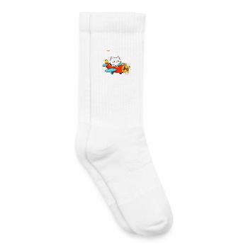 Sweet Cat on plane - Kids Tennis Socks - white - Right