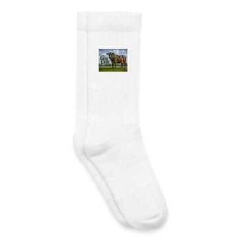 Camo cow in meadow - Kids Tennis Socks - white - Right
