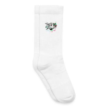 Éclaboussure d’encre colibri avec fleurs - Chaussettes de tennis bio enfant - blanc - Droite