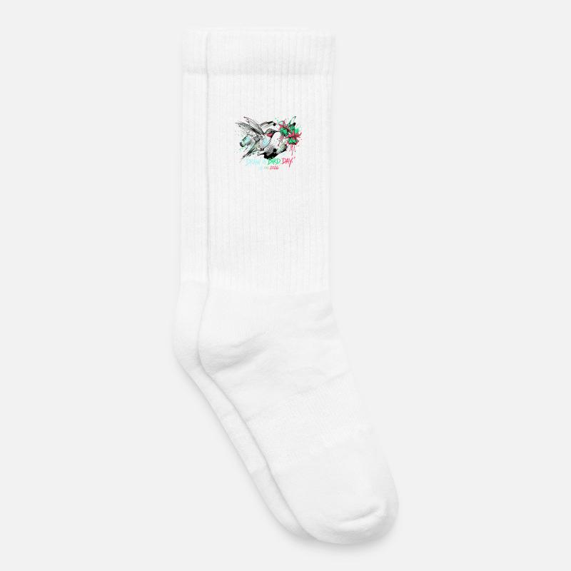 Kolibri-Tintenspritzer mit Blumen - Kinder Tennissocken - Weiß