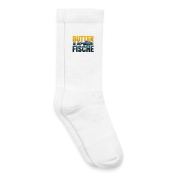  Butter Bei Die Fische Lustiger Spruch Für Angler - Kinder Tennissocken - Weiß - Rechts
