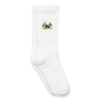 Back to Basics Cabin in Woods - Kids Tennis Socks - white - Right