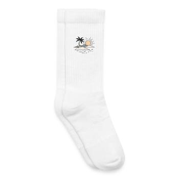 Minimal Tropical Island Sunset Vacation Design - Kids Tennis Socks - white - Right