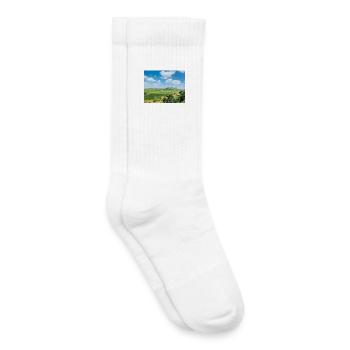 Paysage steppe avec un lac - Chaussettes de tennis bio enfant - blanc - Droite