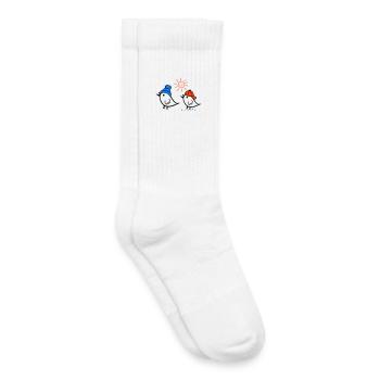 Moineau, Soleil, Printemps - Chaussettes de tennis bio enfant - blanc - Droite