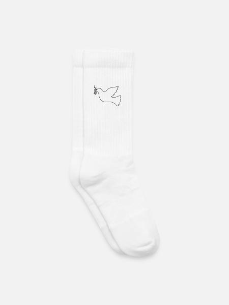 Friedenstaube mit Zweig - Kinder Tennissocken - Weiß