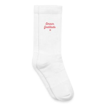 Amour & Gratitude - Chaussettes de tennis bio enfant - blanc - Droite