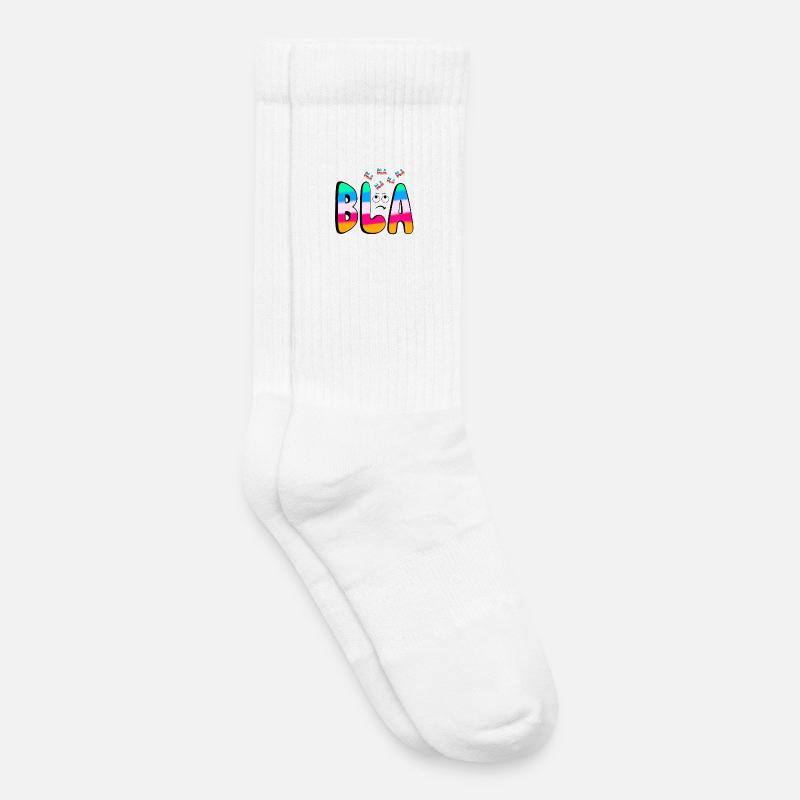 BLA BLA BLA Regenbogenschrift auf Schwarz - Kinder Tennissocken - Weiß
