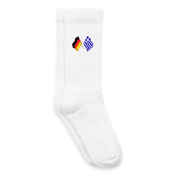 Drapeau de l’Allemagne et drapeau de la Grèce - Chaussettes de tennis bio enfant - blanc - Droite